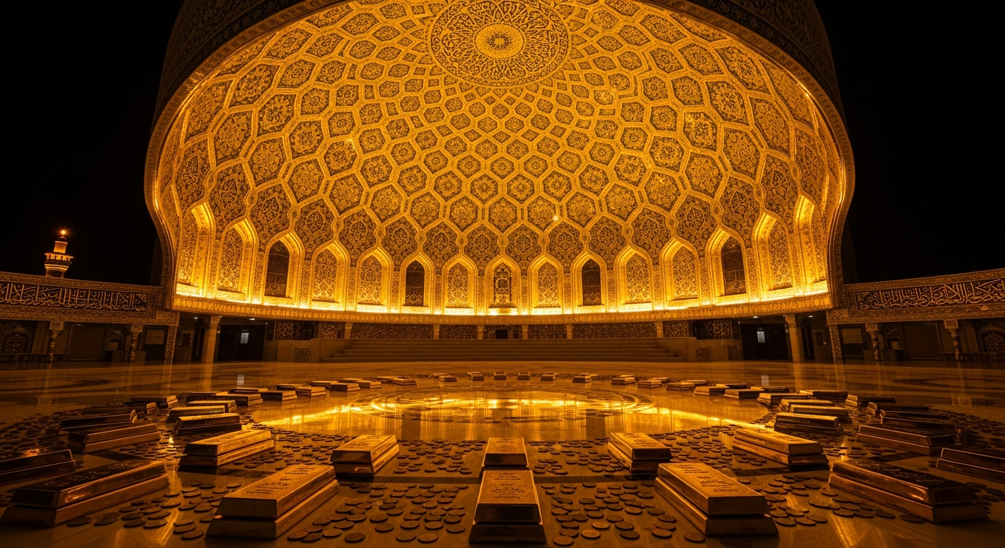 Concept de finance islamique avec symboles éthiques et croissance patrimoniale